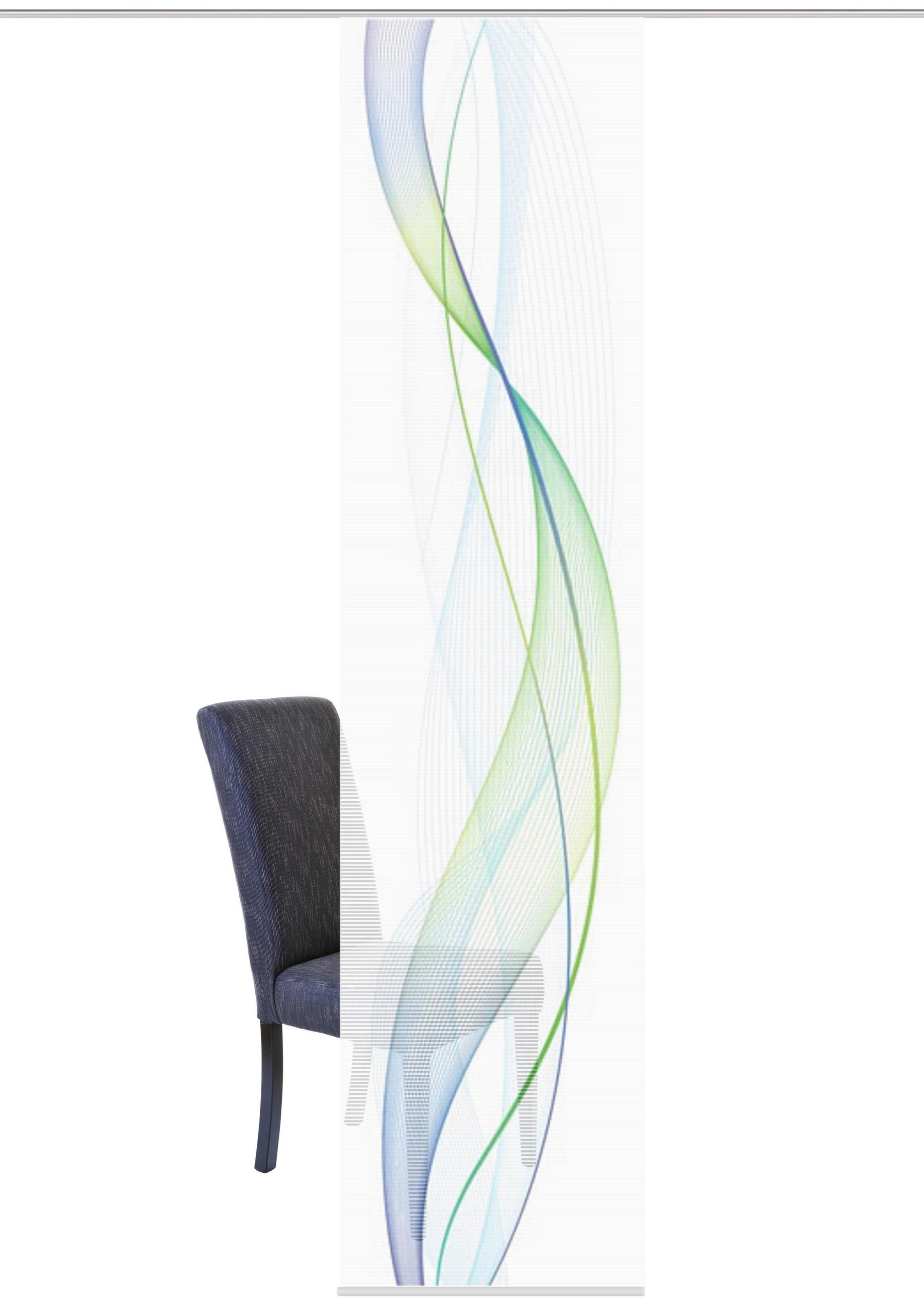 FLÄCHENVORHANG in Blau, Grün halbtransparent  - Blau/Grün, Design, Textil (60/260cm)