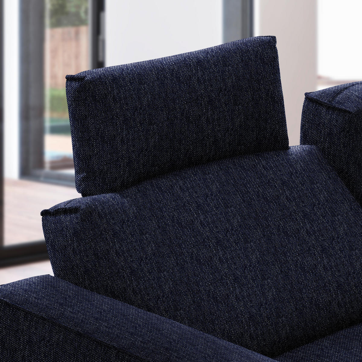 ECKSOFA in Flachgewebe Dunkelblau  - Schwarz/Dunkelblau, Design, Textil/Metall (260/210cm) - Johann Jakob