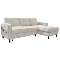 ECKSOFA in Struktur Beige  - Beige/Schwarz, Holz/Textil (228/148cm) - MID.YOU