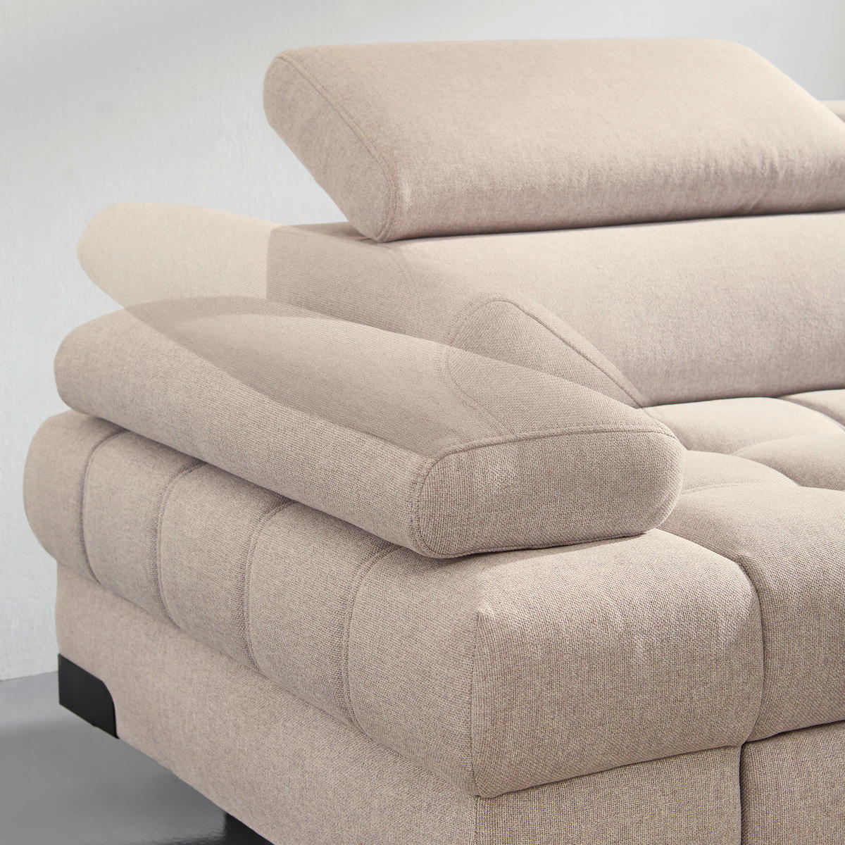 ECKSOFA in Webstoff Beige  - Beige/Schwarz, Design, Textil/Metall (263/223cm) - Welnova