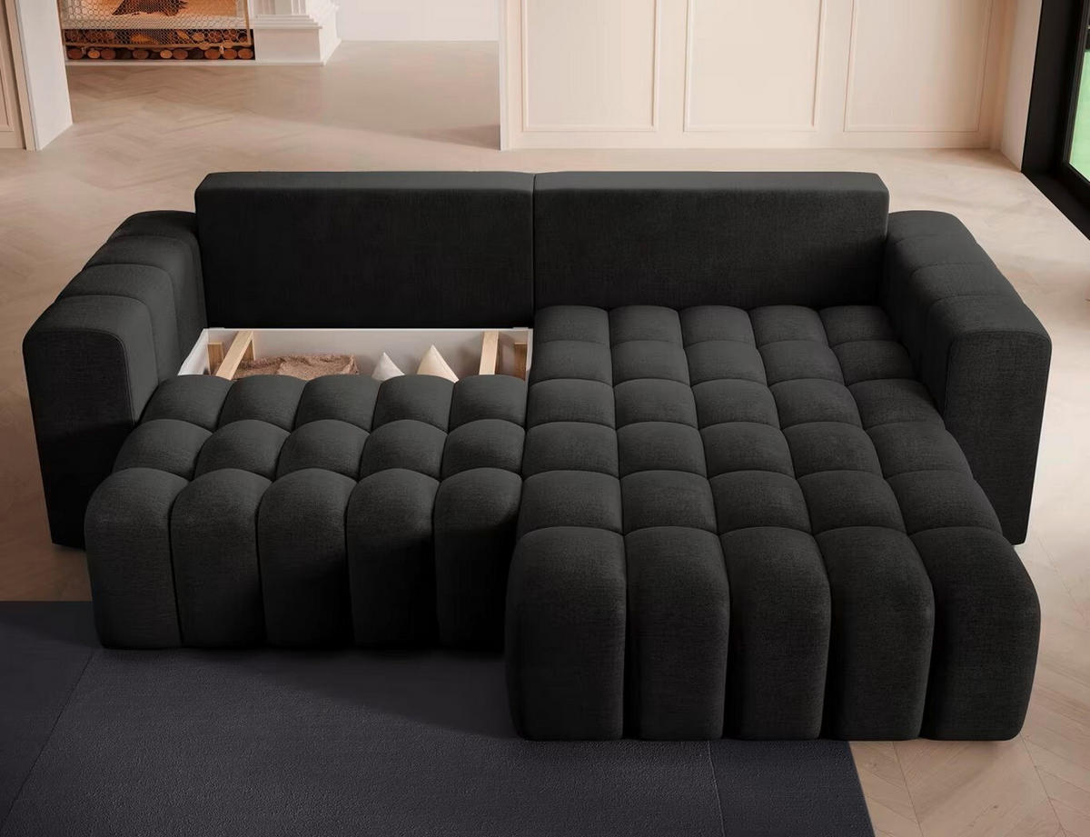 ECKSOFA  Anthrazit Samt  - Anthrazit/Schwarz, Design, Kunststoff/Textil (250/175cm) - MID.YOU