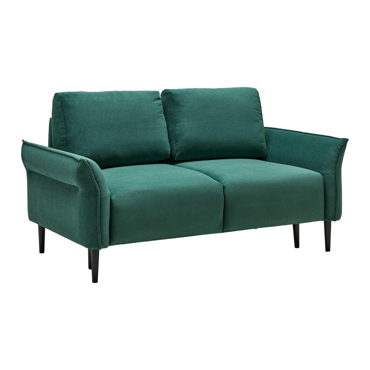 2-SITZER-SOFA Cord Dunkelgrün  - Dunkelgrün/Schwarz, Modern, Holz/Textil (150/85/92cm) - MID.YOU