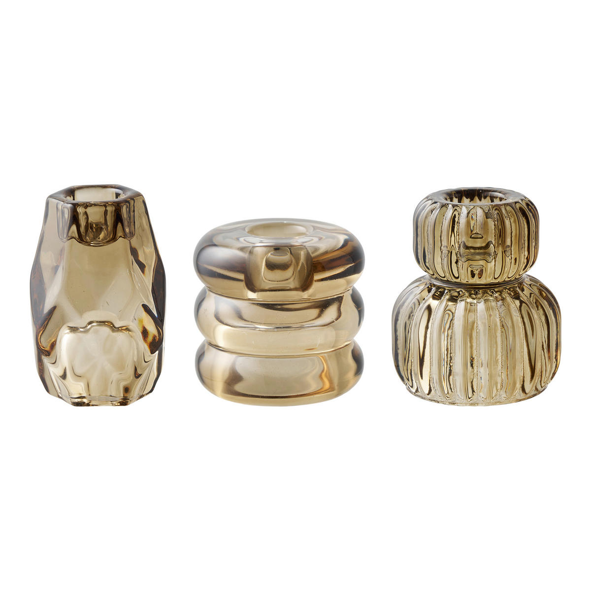 KERZENHALTER-SET - Braun, Basics, Glas