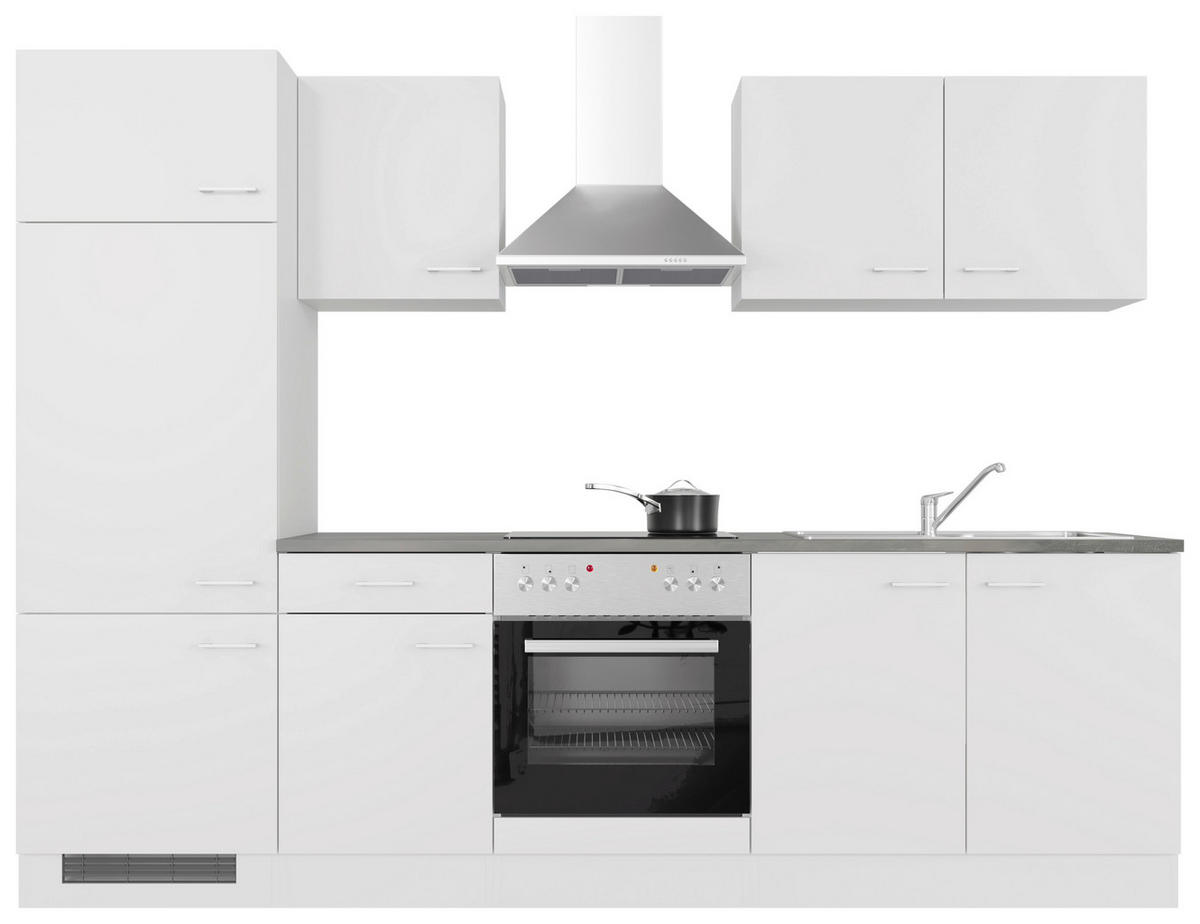 KÜCHENBLOCK 270 cm   in Weiß  - Graubraun/Alufarben, MODERN, Holzwerkstoff/Kunststoff (270cm) - FlexWell
