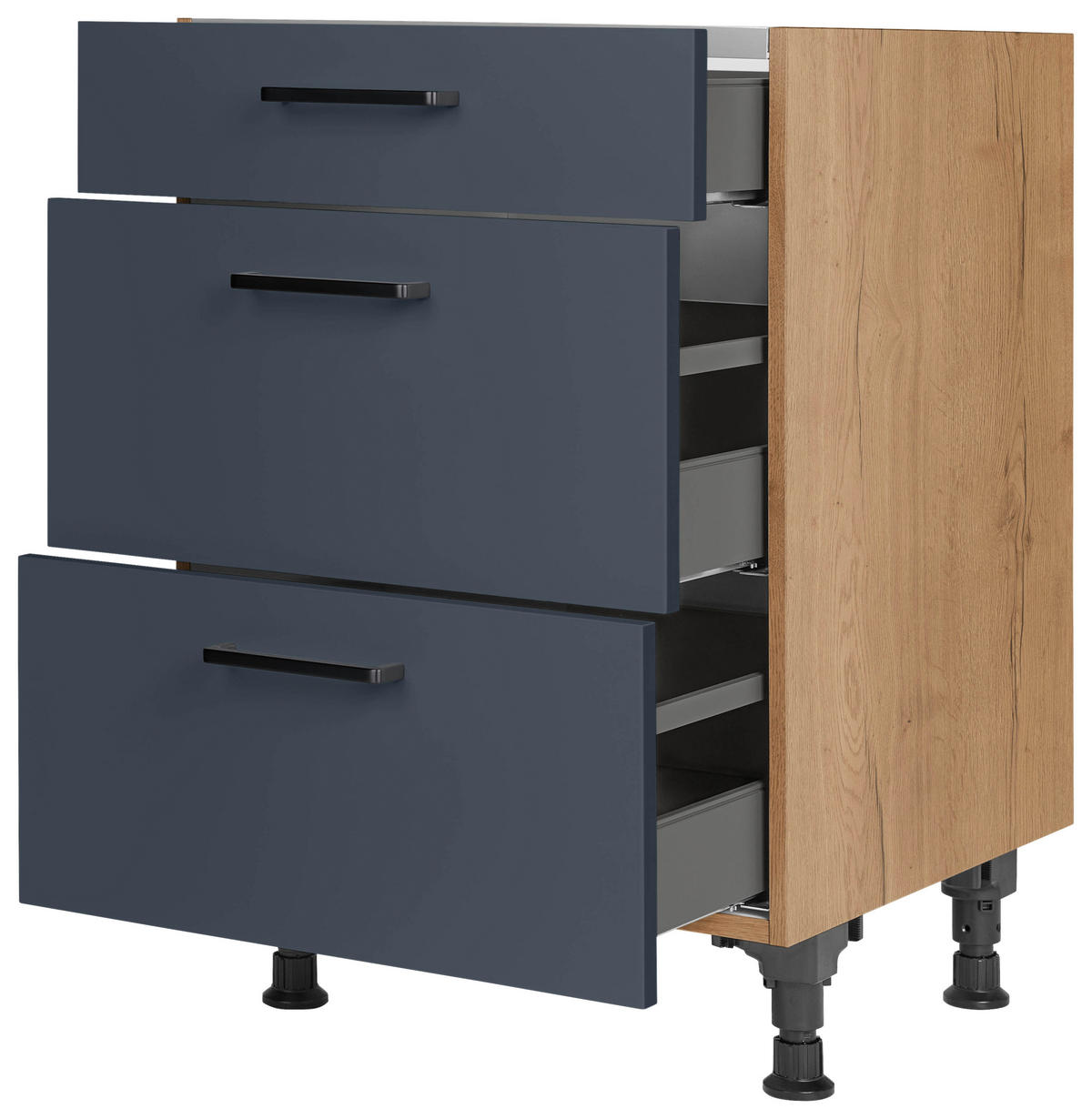 KOCHFELDUMBAUSCHRANK 60,0/87,0/56,0 cm  in Blau, Eichefarben  - Blau/Eichefarben, MODERN, Holzwerkstoff/Metall (60,0/87,0/56,0cm) - Nobilia