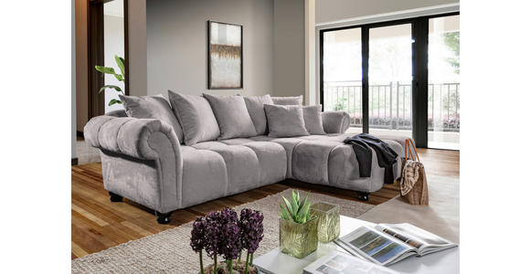 ECKSOFA Grau Plüsch  - Dunkelbraun/Grau, KONVENTIONELL, Holz/Textil (288/190cm) - Carryhome
