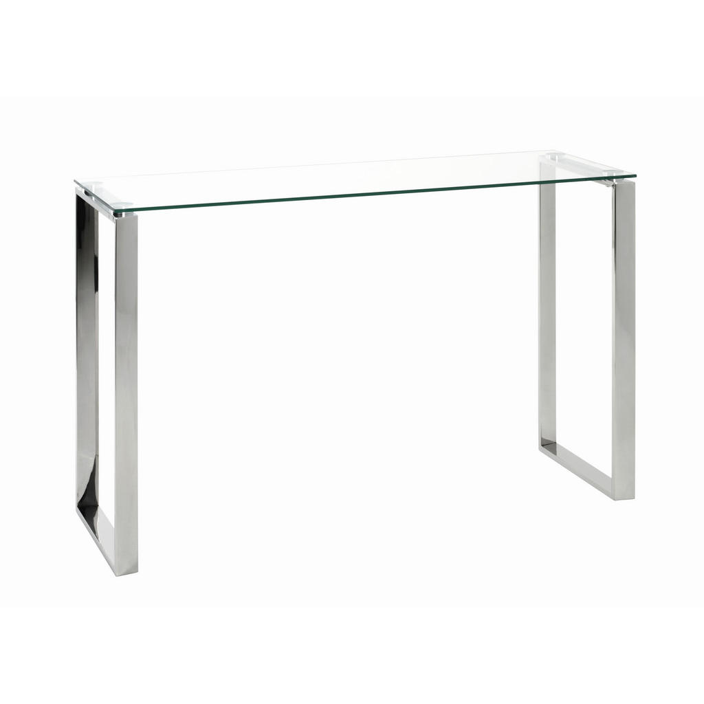 KONZOLOVÝ STOLÍK, farba ušľachtilej ocele, kov, sklo, 120/40/78 cm