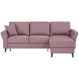 ECKSOFA  in Velours Rosa  - Schwarz/Rosa, KONVENTIONELL, Holz/Textil (244/159cm) - Carryhome