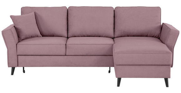 ECKSOFA  in Velours Rosa  - Schwarz/Rosa, KONVENTIONELL, Holz/Textil (244/159cm) - Carryhome