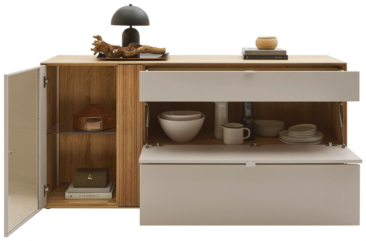 SIDEBOARD 181,9/87,9/45,2 cm  - Kaschmir/Wildeiche, Design, Glas/Holz (181,9/87,9/45,2cm) - Dieter Knoll