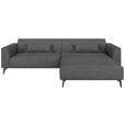 ECKSOFA  in Chenille Dunkelgrau Rückenkissen  300/190 cm  - Dunkelgrau/Schwarz, MODERN, Textil/Metall (300/190cm) - Carryhome