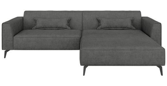 ECKSOFA  in Chenille Dunkelgrau Rückenkissen  300/190 cm  - Dunkelgrau/Schwarz, MODERN, Textil/Metall (300/190cm) - Carryhome