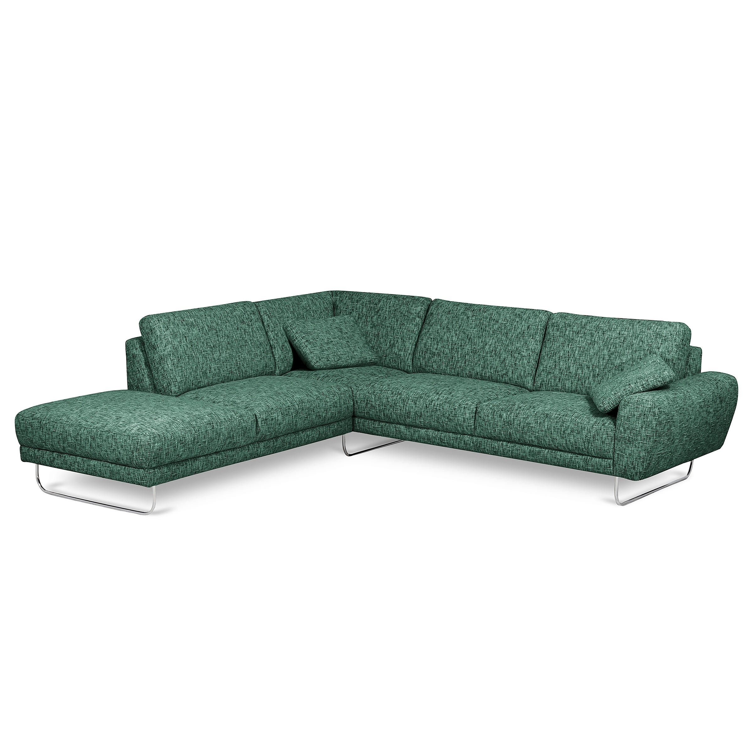 ECKSOFA SPRING Grün Webstoff Zierkissen  - Chromfarben/Grün, Design, Textil/Metall (250/273cm) - Livetastic