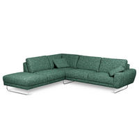 ECKSOFA 250/273 cm SPRING in Webstoff Grün Zierkissen  250/273 cm  - Chromfarben/Grün, Design, Textil/Metall (250/273cm) - Livetastic