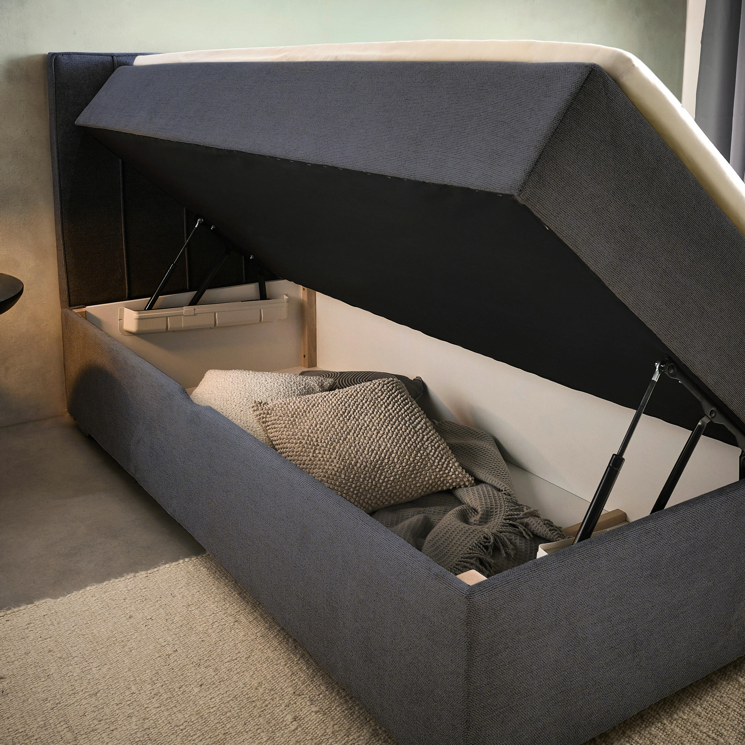 BOXBETT 160/200 cm  in Graphitfarben  - Chromfarben/Graphitfarben, Trend, Kunststoff/Textil (160/200cm) - Boxxx