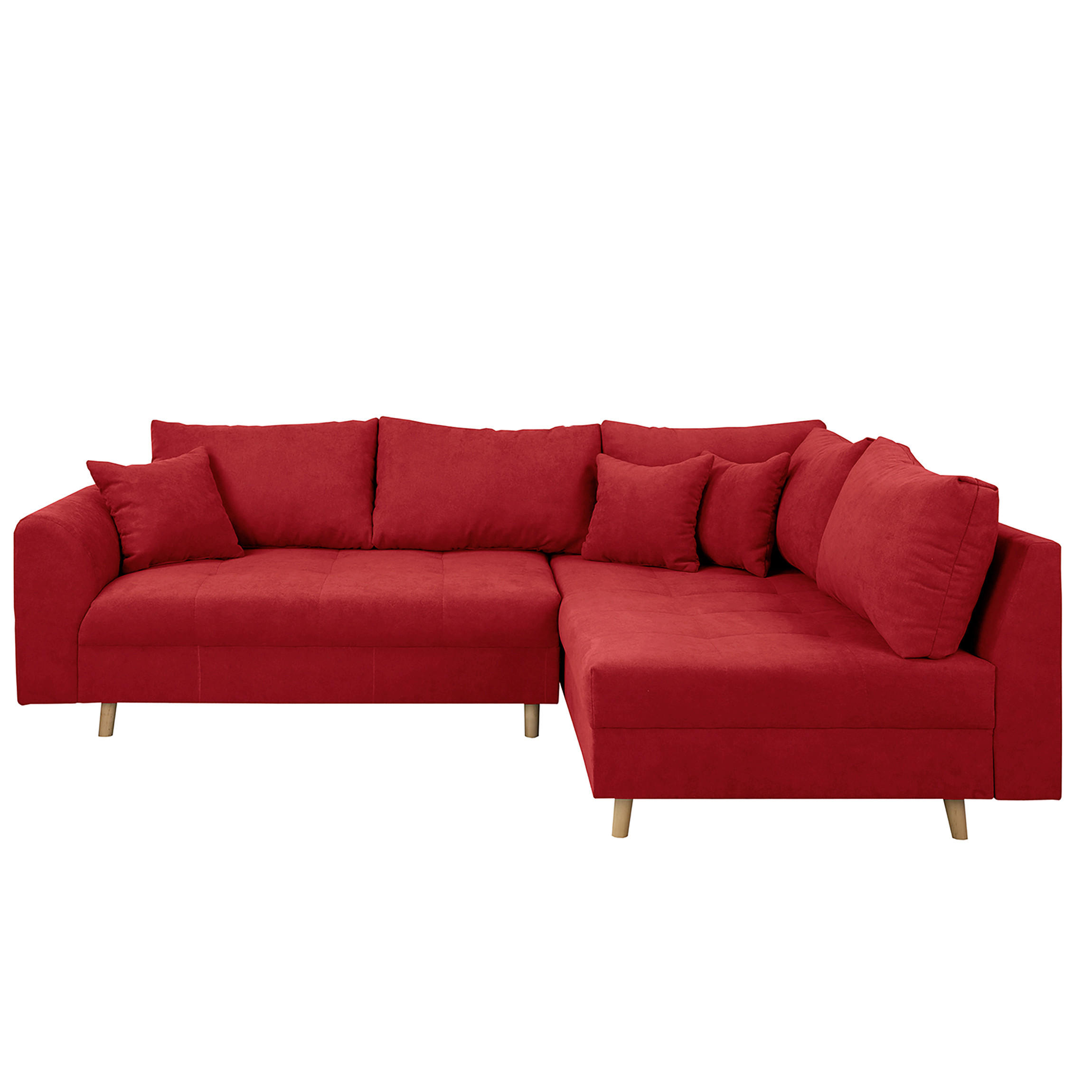 ECKSOFA Ariella in Mikrofaser Rot  231/161 cm  - Rot/Naturfarben, Design, Holz/Textil (231/161cm) - Livetastic
