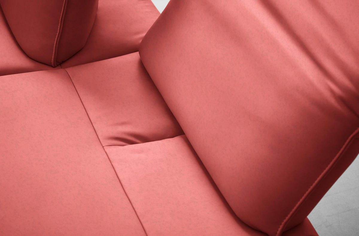 ECKSOFA Echtleder Koralle  - Koralle/Anthrazit, Design, Leder/Metall (290/230cm) - Johann Jakob