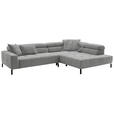 ECKSOFA in Feincord Grau  - Schwarz/Grau, KONVENTIONELL, Textil/Metall (311/219cm) - Hom`in