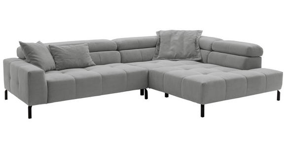 ECKSOFA in Feincord Grau  - Schwarz/Grau, KONVENTIONELL, Textil/Metall (311/219cm) - Hom`in