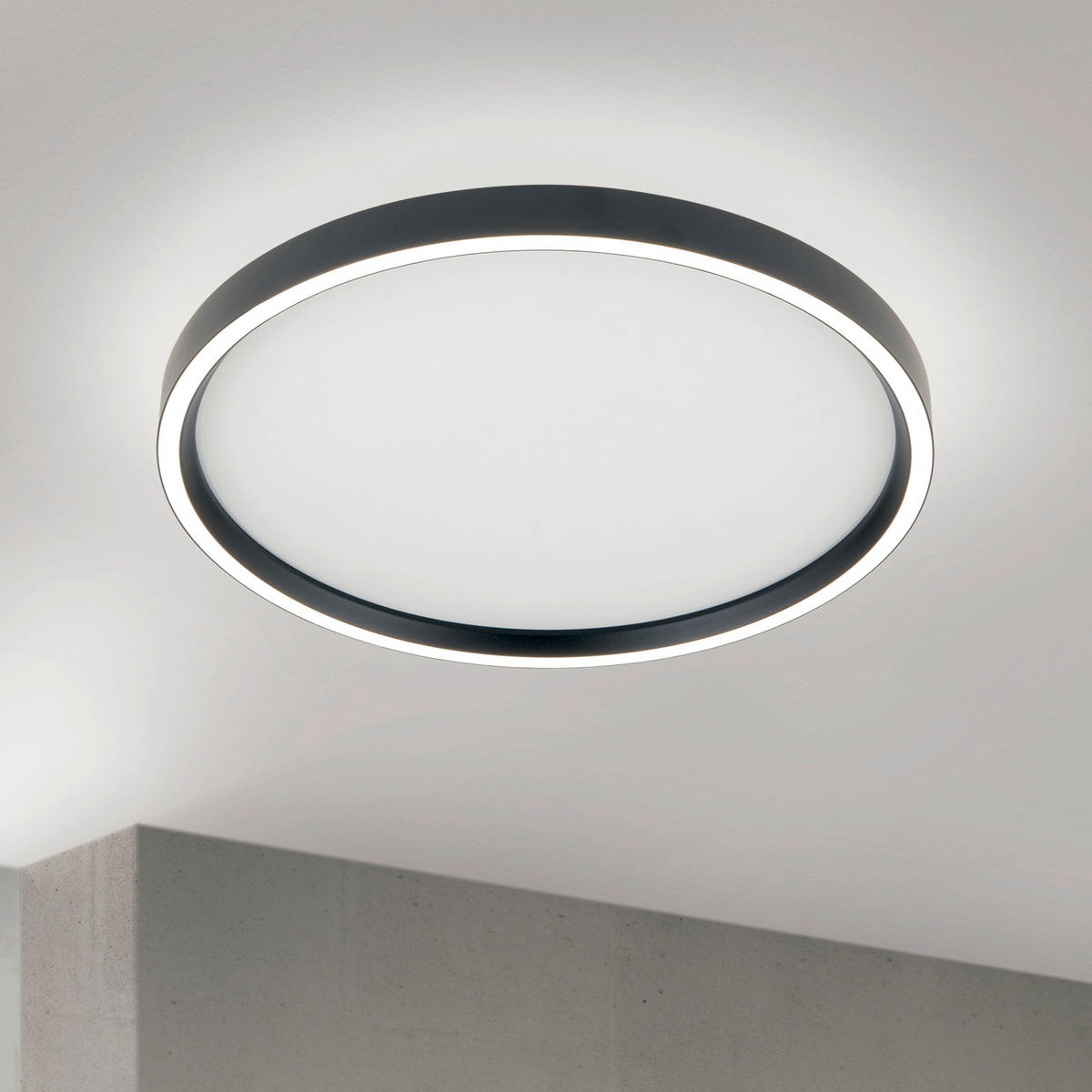 LED-DECKENLEUCHTE Masca 40/6,5 cm   - Schwarz, Basics, Kunststoff/Metall (40/6,5cm)