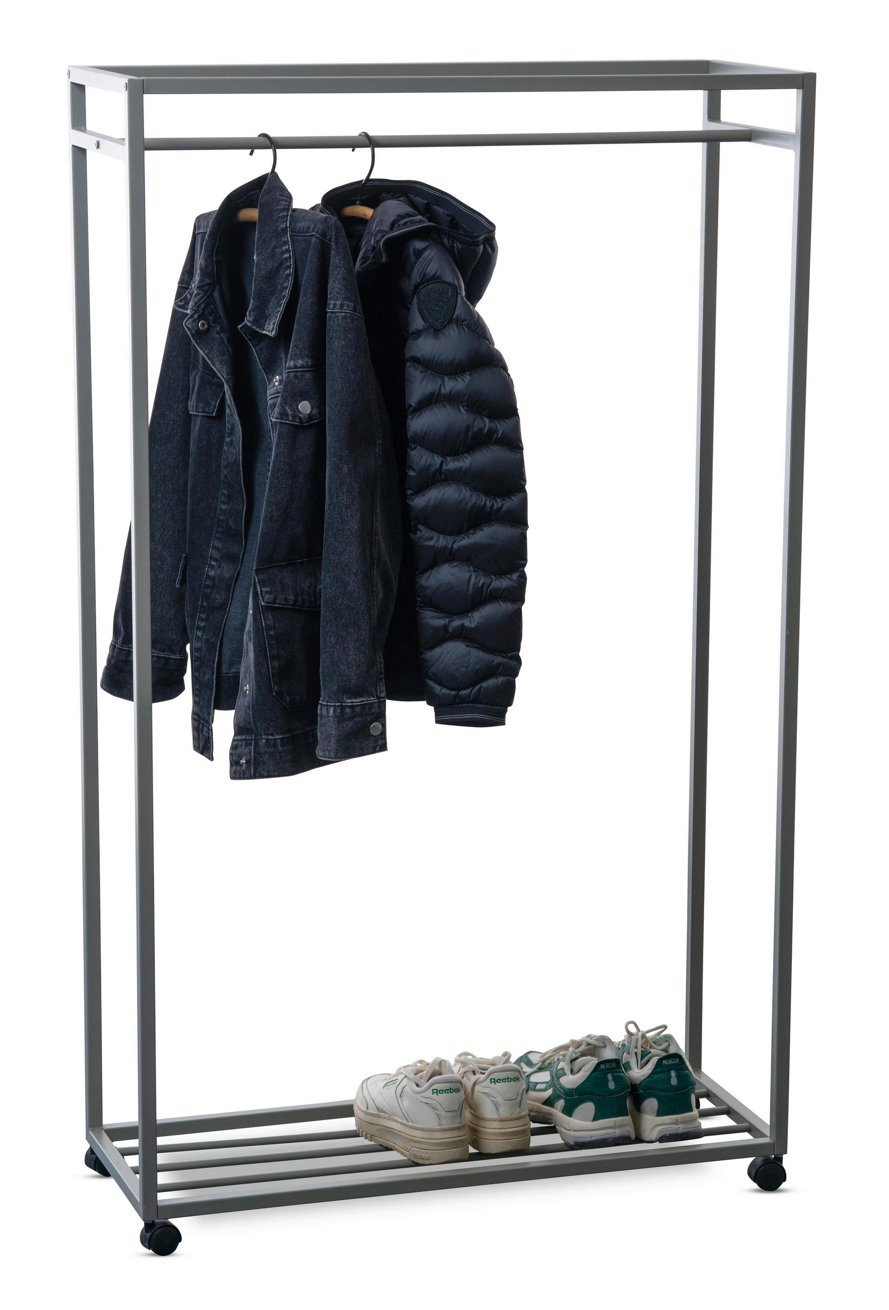 POJÍZDNÝ ŠATNÍ STOJAN - šedá, Basics, kov/plast (90/150/35cm)