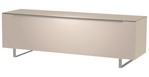 LOWBOARD Alufarben, Sandfarben  - Sandfarben/Alufarben, Design, Glas/Holzwerkstoff (160/51/45cm) - Moderano