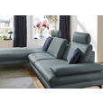 ECKSOFA in Echtleder Blaugrau  195/308 cm  - Blaugrau/Schwarz, Design, Leder/Metall (195/308cm) - Dieter Knoll