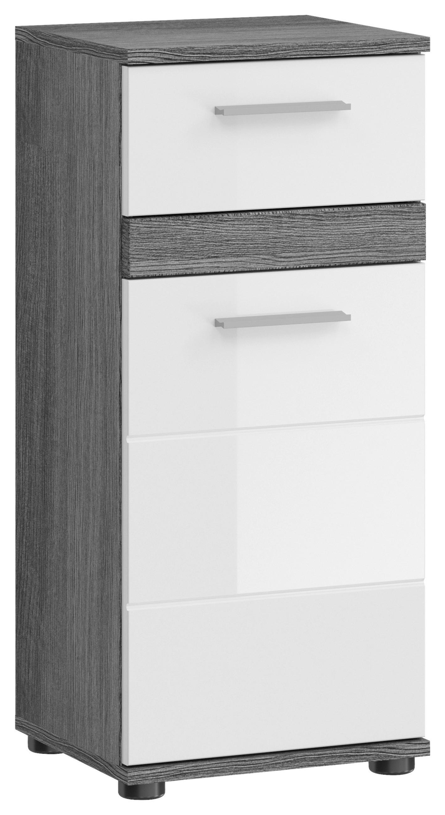 SPODNÍ SKŘÍŇKA, vysoce lesklá bílá, šedá, vysoce lesklá bílá, 35/79/31 cm - šedá/vysoce lesklá bílá, Moderní, kompozitní dřevo (35/79/31cm) - MID.YOU