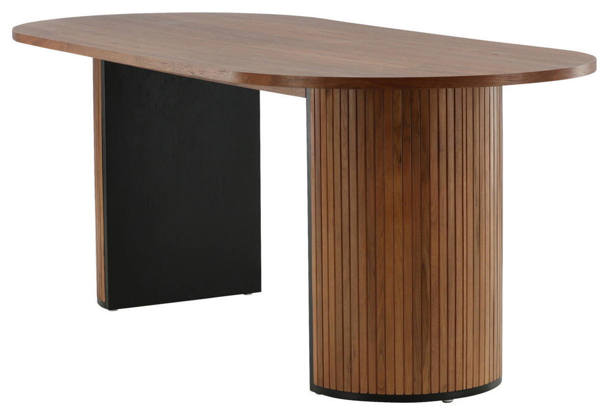 ESSTISCH furniert oval Naturfarben, Schwarz  - Schwarz/Naturfarben, Design, Holz/Holzwerkstoff (200/90/75cm) - Livetastic