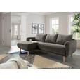 ECKSOFA Dunkelgrau Flachgewebe  - Dunkelgrau/Buchefarben, KONVENTIONELL, Holz/Textil (144/230cm) - Carryhome