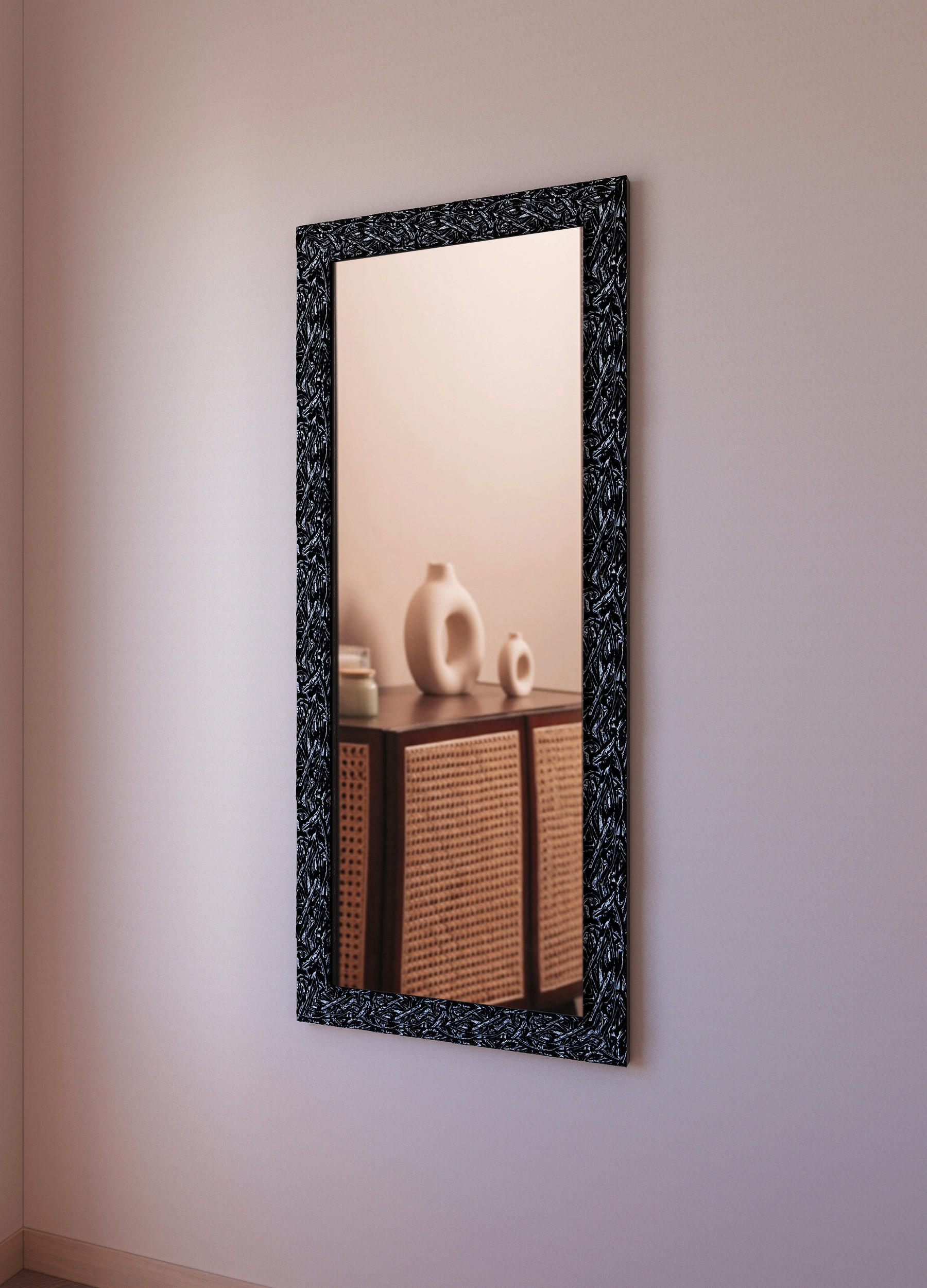 WANDSPIEGEL 72/172/3 cm  - Schwarz Hochglanz, Design, Glas/Holz (72/172/3cm) - Xora