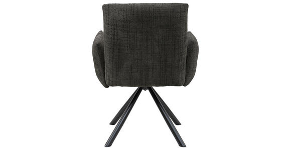 ARMLEHNSTUHL in Eisen Leinenoptik - Anthrazit/Schwarz, Design, Textil/Metall (68/88/66cm) - Hom`in