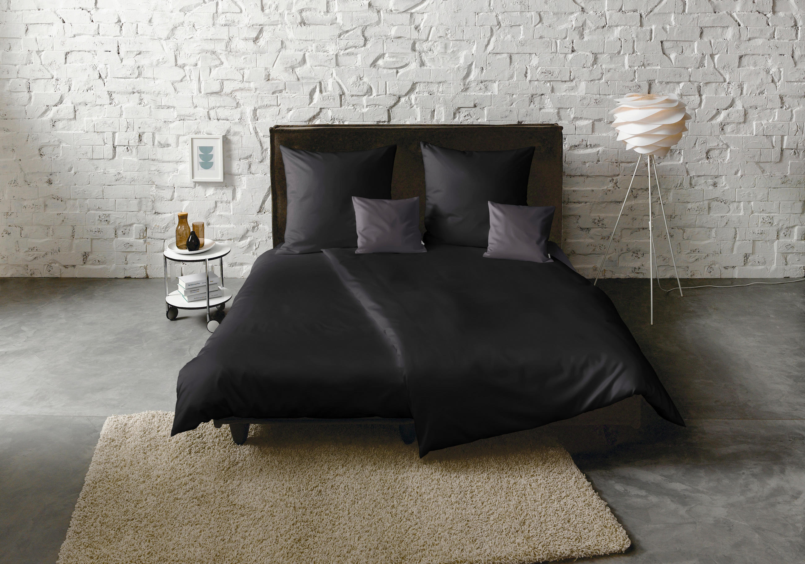 BETTWÄSCHE 155/220 cm Makosatin  - Anthrazit, Basics, Textil (155/220cm) - Fleuresse