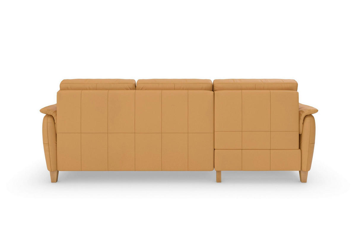 ROHOVÁ SEDAČKA, koža, kari žltá - farba duba/kari žltá, Basics, koža/drevo (163/244cm) - Sit & More