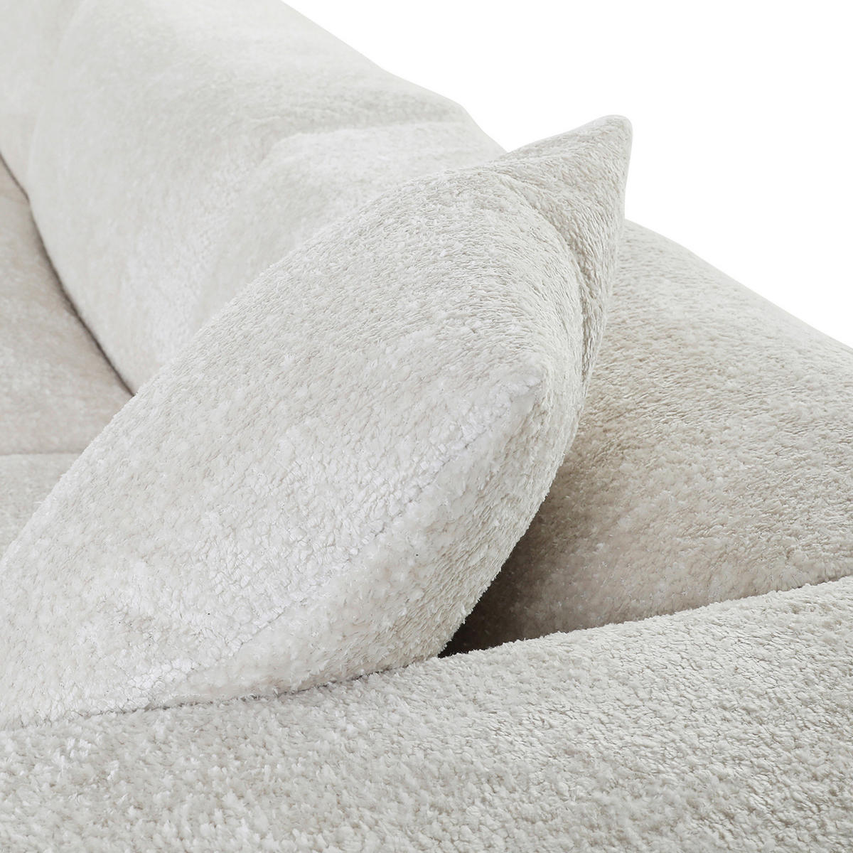 ECKSOFA Creme Chenille  - Creme/Schwarz, MODERN, Kunststoff/Textil (178/323cm) - Carryhome