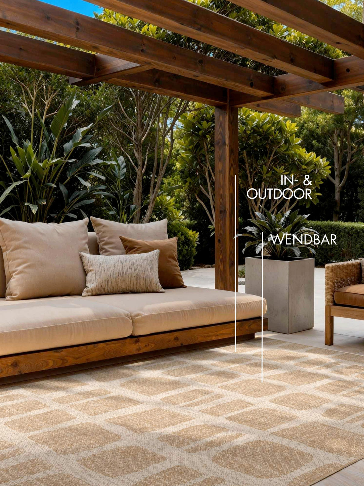 FLACHWEBETEPPICH 160/230 cm Haringey Weiß, Sandfarben rechteckig  - Sandfarben/Weiß, Design, Kunststoff (160/230cm)