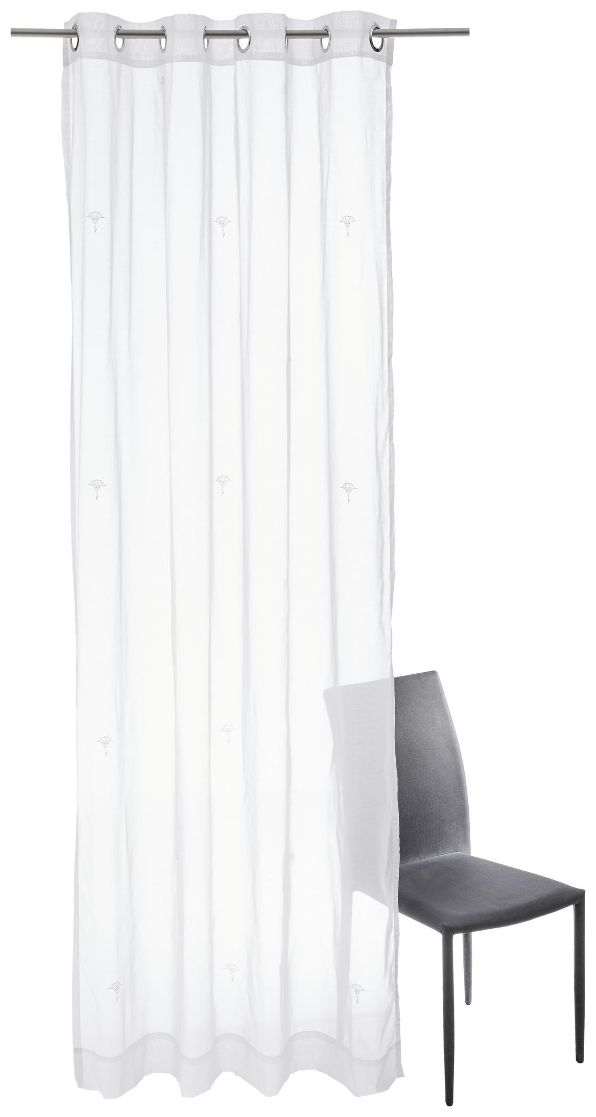 ZÁVĚS S OČKY, poloprůhledné, 140/250 cm - bílá, Konvenční, textil (140/250cm) - Joop!