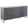 SIDEBOARD Schwarz, Eichefarben  178/84/44 cm  - Eichefarben/Anthrazit, Design, Glas/Holz (178/84/44cm) - Novel