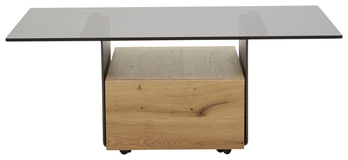 COUCHTISCH in Holz, Metall, Glas 70/115/43 cm  - Eichefarben/Anthrazit, Natur, Glas/Holz (70/115/43cm) - Voglauer