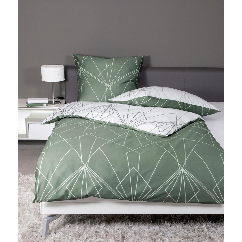 Thumbnail - Janine Wendebettwäsche J.d., Jadegrün, Textil, Graphik, 155x220 cm, Textiles Vertrauen - Oeko-Tex®, schadstoffgeprüft, s...