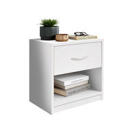 Noptieră, 39/41/28 cm, alb - alb/culoare aluminiu, Design, plastic/material pe bază de lemn (39/41/28cm) - Boxxx