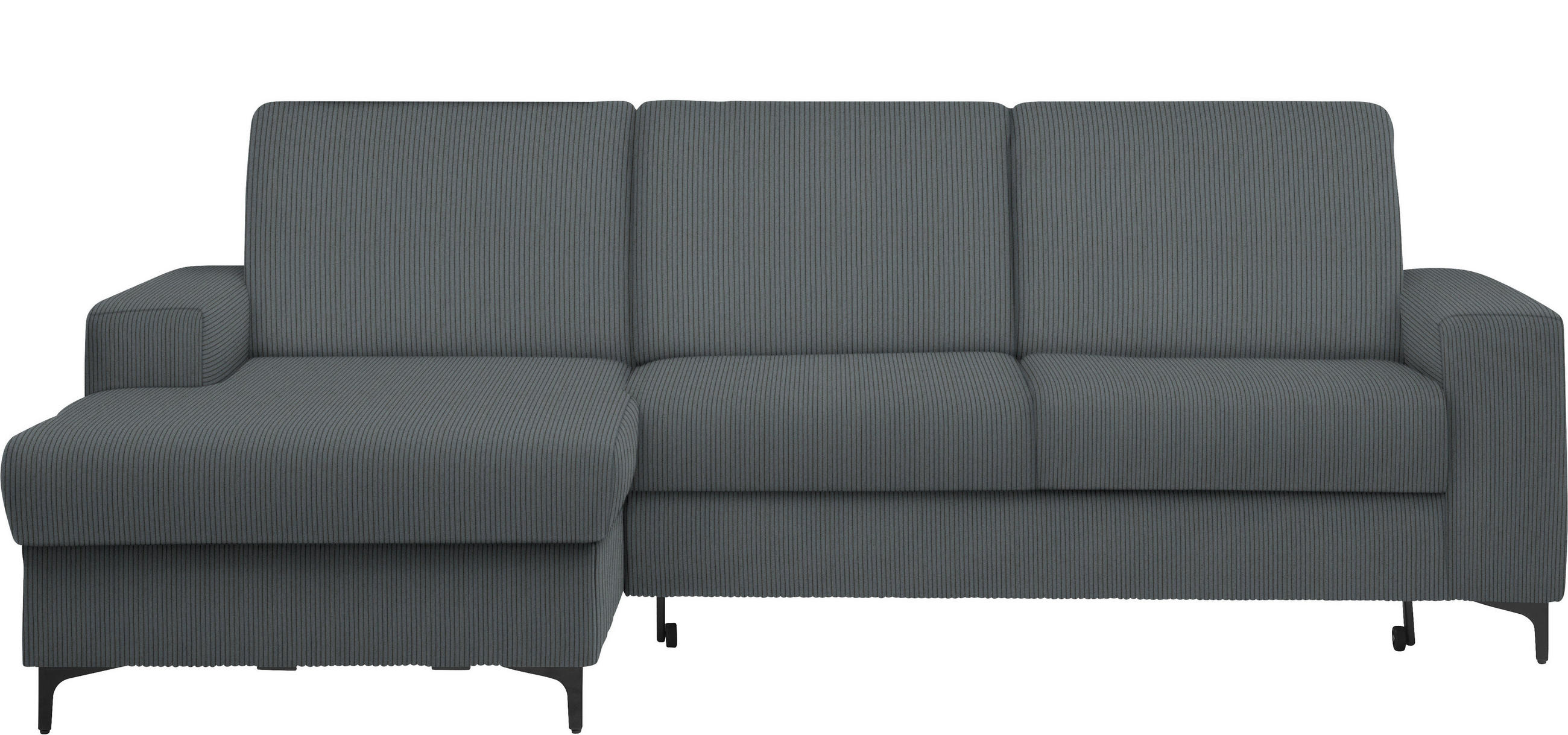 ECKSOFA Grau Cord  - Schwarz/Grau, KONVENTIONELL, Textil/Metall (167/247cm) - Stylife