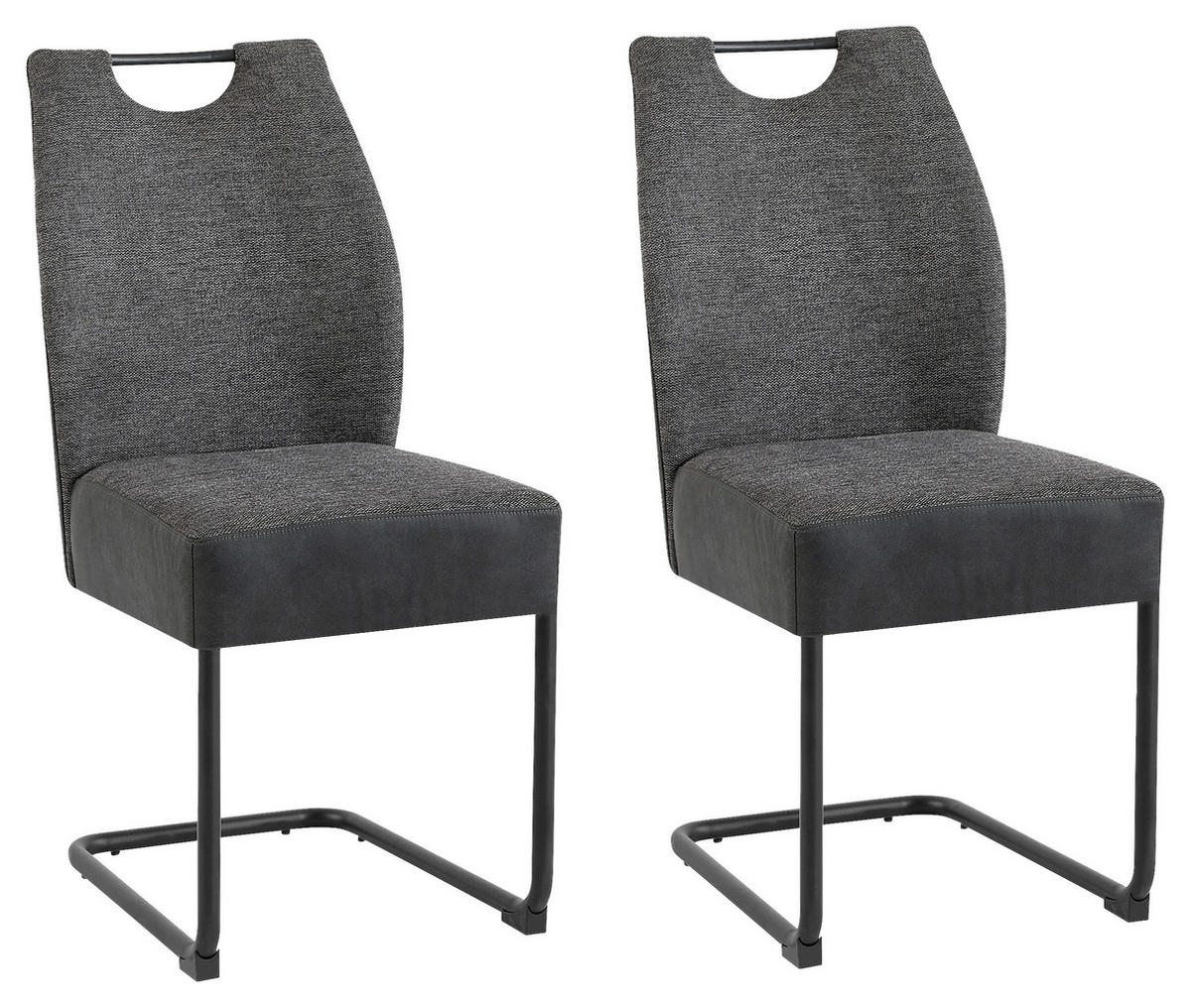 STUHL-SET 2 Stück mit Griff   - Anthrazit/Schwarz, MODERN, Metall (45/94/54cm) - Ambia Garden