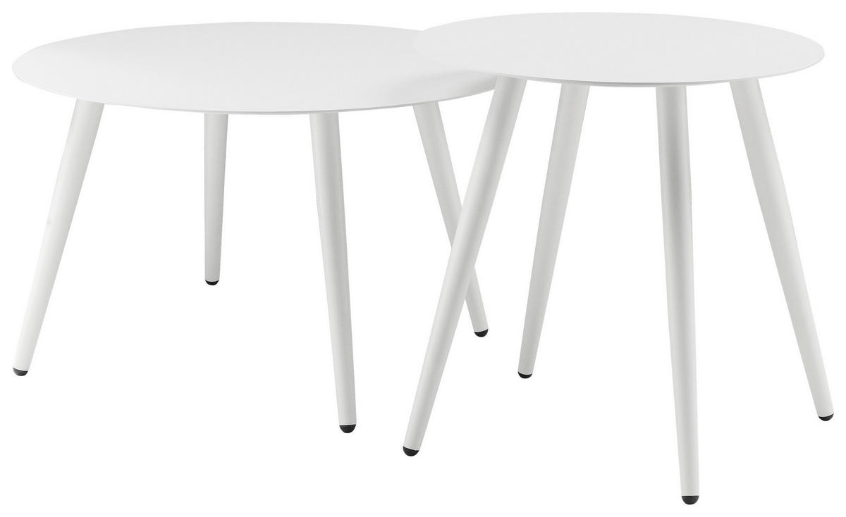 COUCHTISCHSET in Metall 45-60/45-60/38-45,5 cm  - Weiss, Design, Metall (45-60/45-60/38-45,5cm) - Carryhome