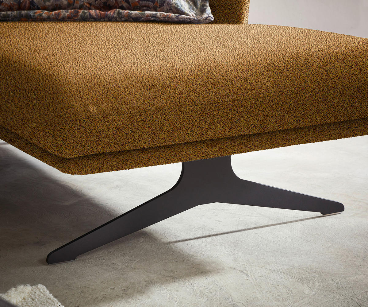 ECKSOFA in Flachgewebe Currygelb  259/152 cm  - Currygelb/Schwarz, Design, Textil/Metall (259/152cm) - Dieter Knoll