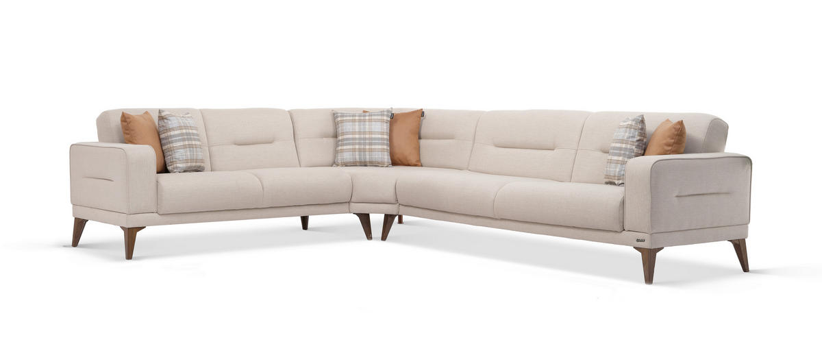 ECKSOFA  in Leinenoptik Greige  255/314 cm  - Sandfarben/Greige, Design, Kunststoff/Textil (255/314cm) - Livetastic