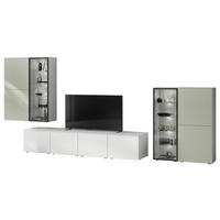 WOHNWAND  in Weiß, Jadegrün  425,3/204,6/58,5 cm  - Jadegrün/Weiß, Design, Glas/Holzwerkstoff (425,3/204,6/58,5cm) - Celina Home