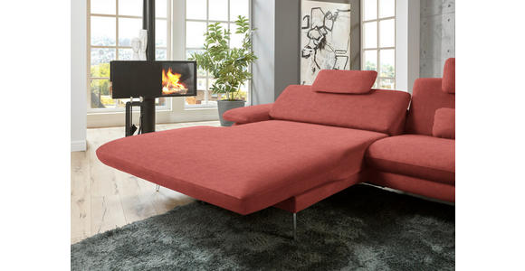 ECKSOFA in Velours Koralle 184/284 cm - Koralle/Schwarz, Design, Textil/Metall (184/284cm) - Dieter Knoll