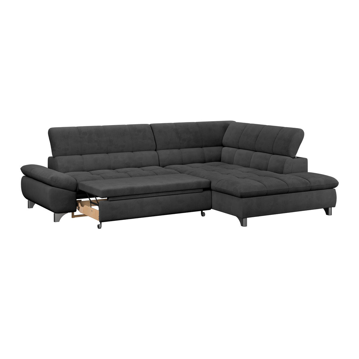 ECKSOFA Anthrazit Chenille  - Chromfarben/Anthrazit, KONVENTIONELL, Textil/Metall (312/234cm) - Livetastic