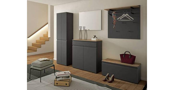 SCHUHSCHRANK Anthrazit, Eichefarben - Eichefarben/Anthrazit, Design, Holzwerkstoff/Kunststoff (93/96/36cm) - Dieter Knoll